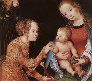 CRANACH, Lucas the Elder The Mystic Marriage of St Catherine (detail) fhg oil painting reproduction